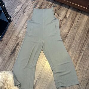 Gray Wide-Leg High-Waisted Jumpsuit